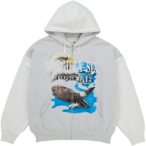 Supreme MM6 Eagle Zip Up White Hoodie